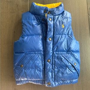 Blue Puffer Vest with Yellow Lining